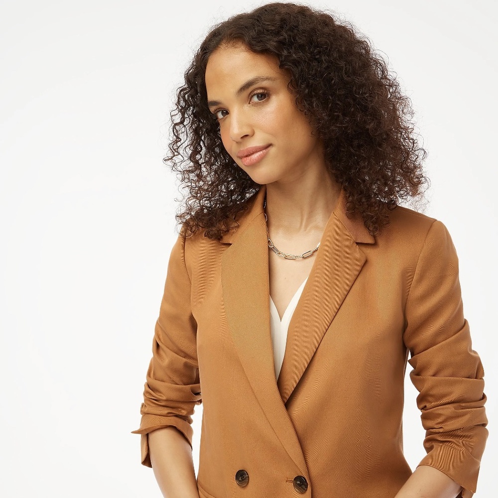 J.Crew Drapey Twill Double-Breasted Blazer - Picture 3 of 7